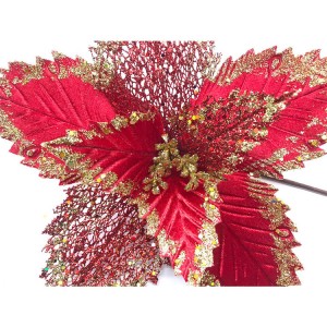 Poinsettia various colors flannelette artificial flowers decorate Christmas
