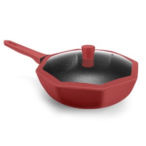 professional manufacturer non-smoking wok kitchen ware and cookware die casting wok octagon non-stick aluminum alloy wok