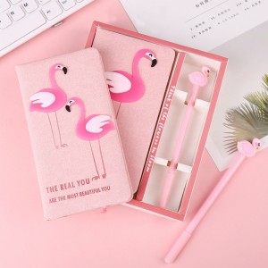 Promotional gift set kawaii cute pink unicorn diary book pen stationery