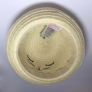 Fashion Beach Embroidered Pompom Children Straw Hat Lovely Baby Girl Summer Hat