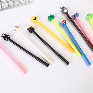 Multicolor Stationery Cartoon Gel neutral Pen topper pvc Rubber Neutral Pen with 3d doll