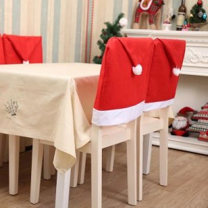 Red non-woven Christmas chair set Christmas table decoration Santa hat feel soft