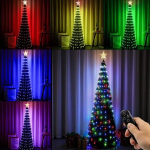 Artificial Christmas Tree with Lights Pop-Up Prelit Christmas Tree Collapsible 6FT Pencil Christmas Trees