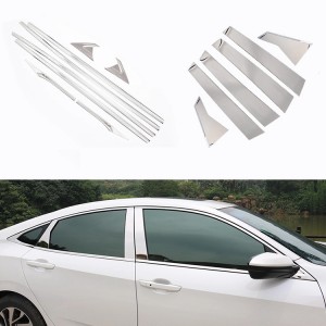 Stainless Steel Car Door B&C Pillar Cover Lower Window Molding Trim for Honda Civic 10th Accessories 2016-2020