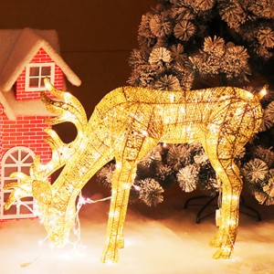 Wrought iron Christmas scene dress up decorations Christmas elk diy luminous deer shopping mall creative ornaments
