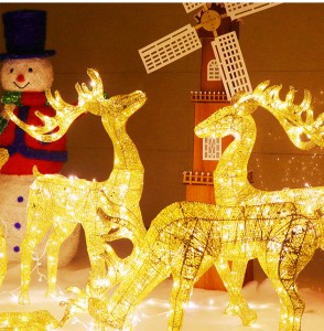 Wrought iron Christmas scene dress up decorations Christmas elk diy luminous deer shopping mall creative ornaments