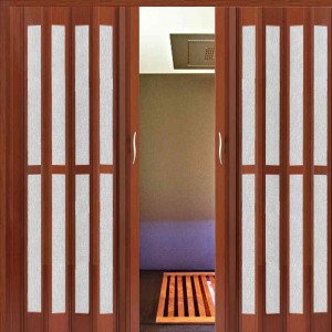 Living Room Divider Glass PVC Accordion Doors