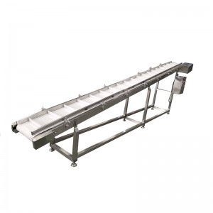 China stainless steel horizontal belt conveyor manufacturer, conveyor chain plate is made of food grade polypropylene material