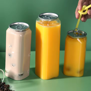 Wholesale 250ml 330ml 500 ml PET Plastic Cups Pop Juice Can Empty Round Bubble Milk Tea Juice Coffee Beverage Bottles