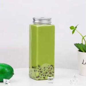 500ml Hot sale PET plastic square beverage can beverage bottle for juice with aluminum lid