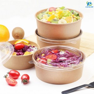 Hot sale Factory China Salad Bowl Manufacturer Biodegradable Kraft Salad Paper Bowl with PLA Lid
