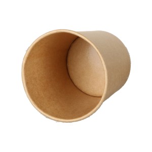 Wholesale China White Thick Kraft Paper Soup Bucket Disposable Soup Cup Lunch Box Takeaway Food Bowl Salad Packaging Round Cup with Lid