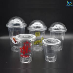 IOS Certificate China High Quality Transparent Disposable Plastic Bubble Tea Cups with Lids