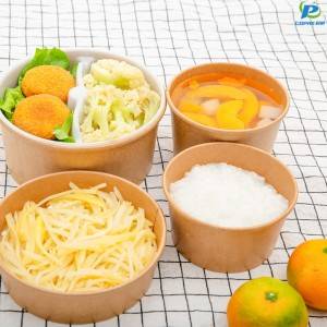 Wholesale Price China Compostable Paper Disposable Brown Kraft Paper Soup Bowl Packaging Container Bowl