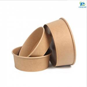 Wholesale Price China Compostable Paper Disposable Brown Kraft Paper Soup Bowl Packaging Container Bowl
