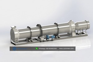 Rotary dryer with low energy consumption and high output
