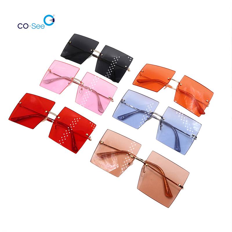 Hot New Products Glasses Gold Mixed With Nylon - 2020 Fashion Trendy Luxury Brand Metal Square Rimless Colorful Women Sunglasses – Co-See