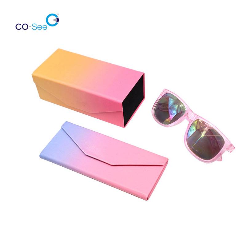 Bottom price Sunglass Case Packaging - Recycled Rainbow Pink Foldable Hard Shell Eyeglass Case Portable Fashionable PU Leather Sunglasses Cases for Women – Co-See