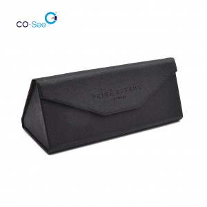OEM Factory for Sunglasses Case - Wholesale fashion designer OEM custom LOGO leather triangle folding sunglass case – Co-See