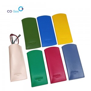 Fashion Simple Soft Leather Reading Eyeglasses Sleeve Pouch for Lens Protection