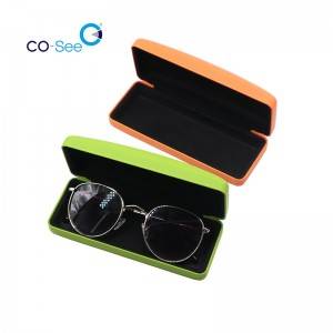Candy Color Iron Leather Optical Metal Eyewear Case Custom Print Eyeglass Case