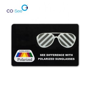 Custom polarized sunglasses lens test cards