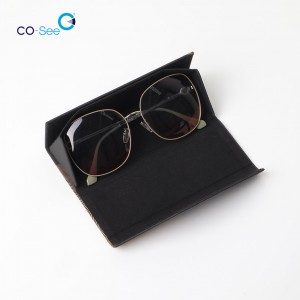 Customized Printed Logo Foldable Triangle Glasses Eyewear Case Leather Sunglasses Packaging Hard Case