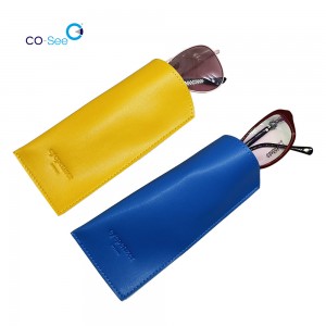Fashion Simple Soft Leather Reading Eyeglasses Sleeve Pouch for Lens Protection
