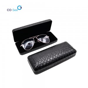 Luxury Black Pattern Hard Shell Iron Eyewear Sunglass Box Hard Cases for Eyeglasses