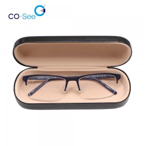 Discount wholesale China Custom Logo Leather Hinge Metal Optical Spectacle Eyewear Eyeglass Glasses Case