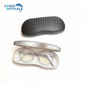 Portable Leather Glasses Case Travel Shiny Eyeglasses Case Hard Shell Clamshell Eyewear Box