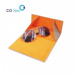 OEM Luxury PU Leather Gold Triangle Folding Glasses Case Foldable Sunglasses Case