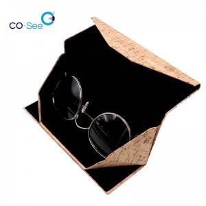 Triangle Sunglasses Eyewear Case Print Eco-friendly Colored Pattern Recyclable Cork Wood Eyewear Glasses Storage Logo 200pcs OEM