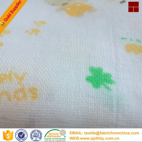 china supplier 100% cotton printed muslin lawn fabric for baby blanket