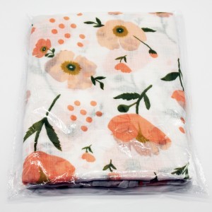 Baby pink flower muslin fabric swaddle