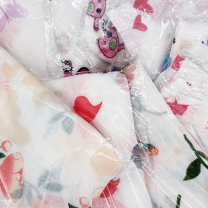 Baby pink flower muslin fabric swaddle