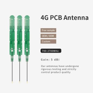125MM LTE ichki antennasi yuqori daromadli 5dBi 4G 3G 2G GSM PCB antennasi RF1.13 kabeli IPEX bilan