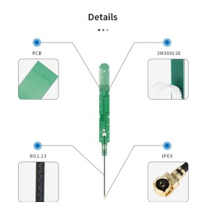 125MM LTE Antenna Lotoa Maualuluga 5dBi 4G 3G 2G GSM PCB Antenna ma RF1.13 Cable IPEX