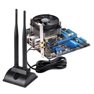 អង់តែនវ៉ាយហ្វាយពីរជាមួយឧបករណ៍ភ្ជាប់បុរស RP-SMA, 2.4GHz 5GHz Dual Band អង់តែនមូលដ្ឋានម៉ាញេទិកសម្រាប់ PCI-E WiFi Network Card អាដាប់ធ័រ USB WiFi អាដាប់ទ័រឥតខ្សែ