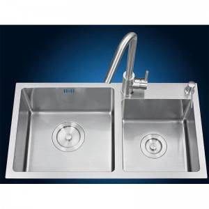 double bowl weilding kitchen sink of stainless steel