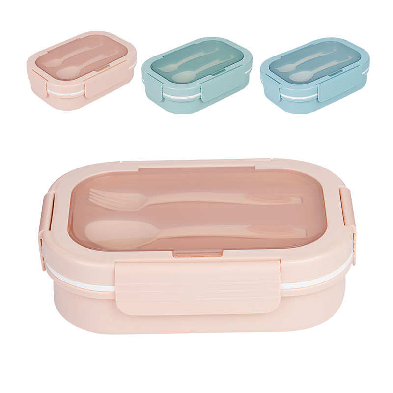 Microwave Safe 3 Compartments Plastic Lunch Box with Cutlery