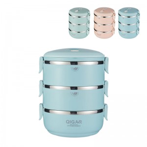 Eco Friendly Stainless Steel Round 3 Layer Lunch Box