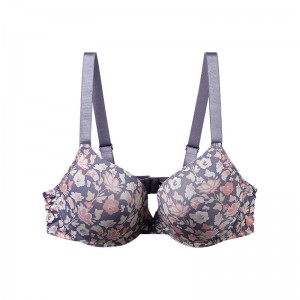 High reputation Hipster Panties - Purple Floral Print Underwire Bra – Chuangrong
