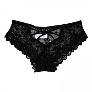 100% Original Womens Thong Underwear - Black Floral Embroidery Panty – Chuangrong
