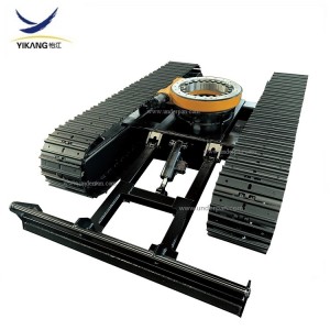 Custom steel track undercarriage with slewing bearing and dozer blade for prospecting machinery