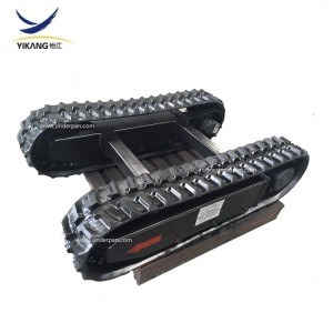 Multifunctional rubber track undercarriage with 2 crossbeam for crawler drilling rig robot