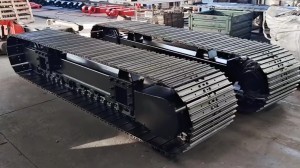 Tren de rodaxe de aceiro de vía estendida personalizada para pezas de trituradora móbil de plataforma de perforación