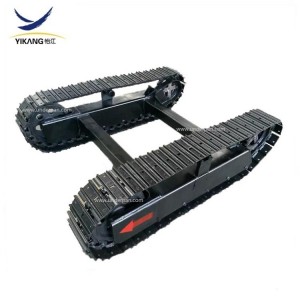 Mini tracked undercarriage with rubber or steel track and middle crossbeam for crawler machiney robot