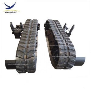 Mini four-drive rubber track undercarriage for multifunctional all-terrain fire-fighting robot