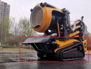 Çin xüsusi istehsalçısı olan sürünən yanğınsöndürmə robotu üçbucaq çərçivəsi ilə izlənilən alt avtomobil platforması